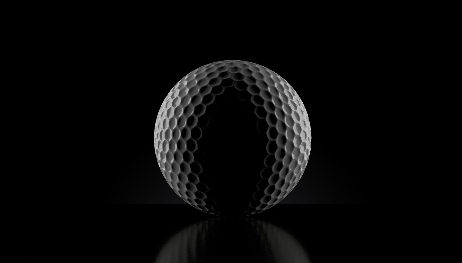 Golf ball on black background